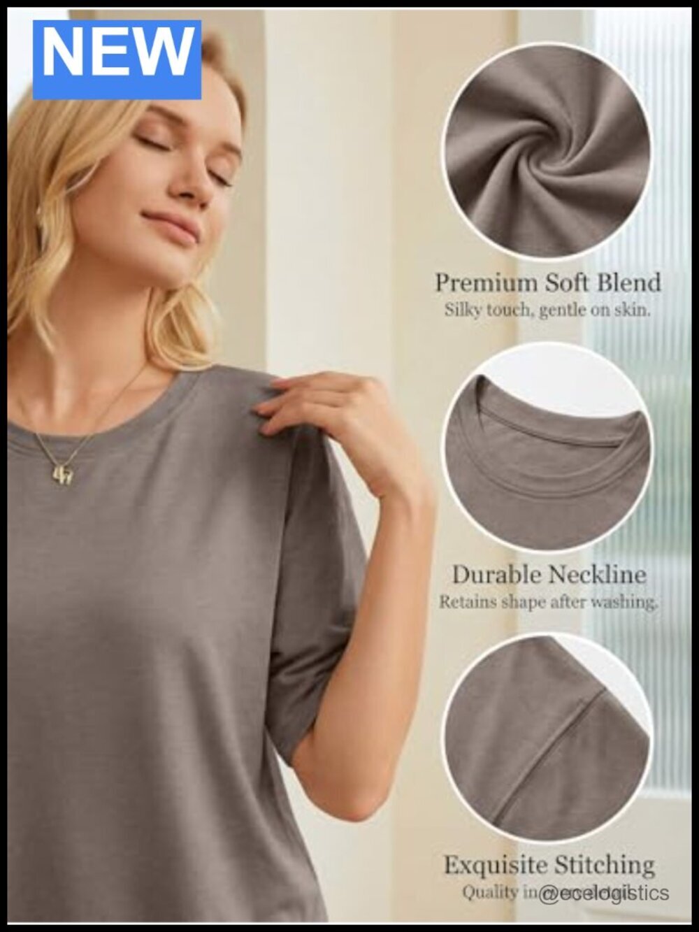 Oversized Cropped Crewneck Tee Short Sleeve Workout Top - Picture 5 of 6